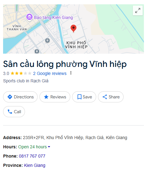 Sân cầu lông phường Vĩnh hiệp