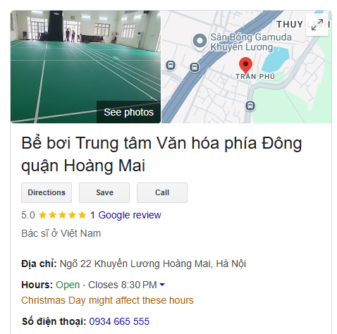 Bể bơi Trung tâm Văn hóa phía Đông quận Hoàng Mai