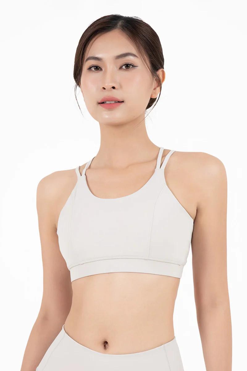 Áo bra tập yoga Strappy Back Fitme Flow - BRSB - Light Grey