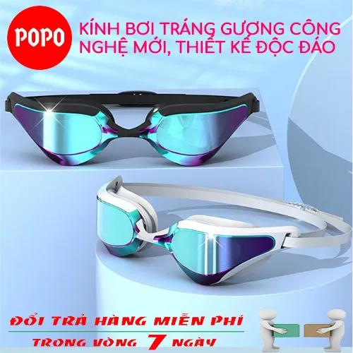 Kính bơi người lớn nam nữ tráng gương POPO 760 chính hãng, cản tia UV, chống nước, hạn chế sương mờ, thỏa sức bơi lội