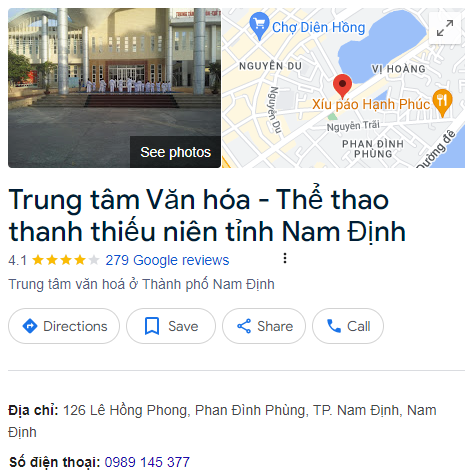 Trung tâm Văn hóa - Thể thao thanh thiếu niên tỉnh Nam Định