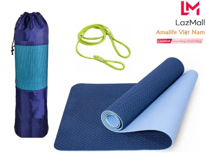 Thảm Tập YoGa Gym 2 Lớp Amalife Màu Xanh CoBan - Hàng Chính Hãng Amalife