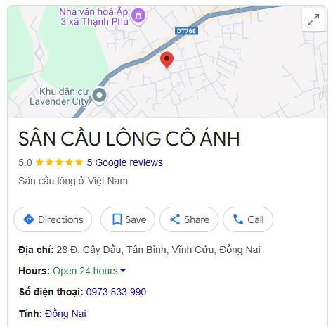 SÂN CẦU LÔNG CÔ ÁNH