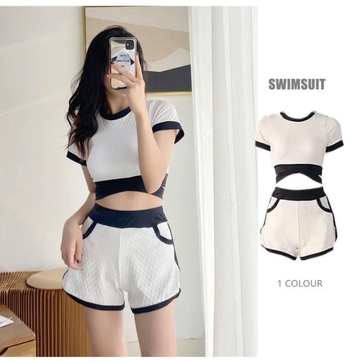 Bikini đồ bơi nữ kín đáo 2023 đùi đi biển Hàn Quốc 2 mảnh bigsize kiểu Quảng Châu