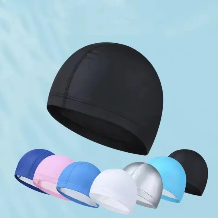 Mũ Bơi Chất Liệu PU Đàn Hồi Cao, Chống Nước, Dành Cho Tóc Dài, Unisex, Dành Cho Người Lớn Nam Và Nữ, Size Tự Do, Kèm Khăn Trùm Đầu Bằng Nylon Dùng Cho Bể Bơi