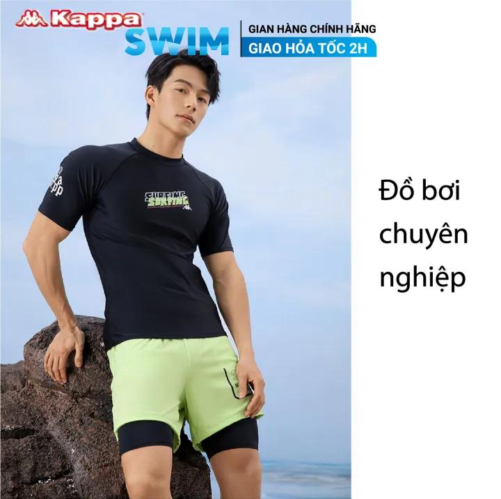 Bộ Đồ Bơi Nam Kappa Cộc Tay Bộ Bơi Nam Cộc Tay Đồ Bơi Nam Cộc Tay Bộ Bơi Nam Màu Đen Quần Bơi Nam 2 Lớp