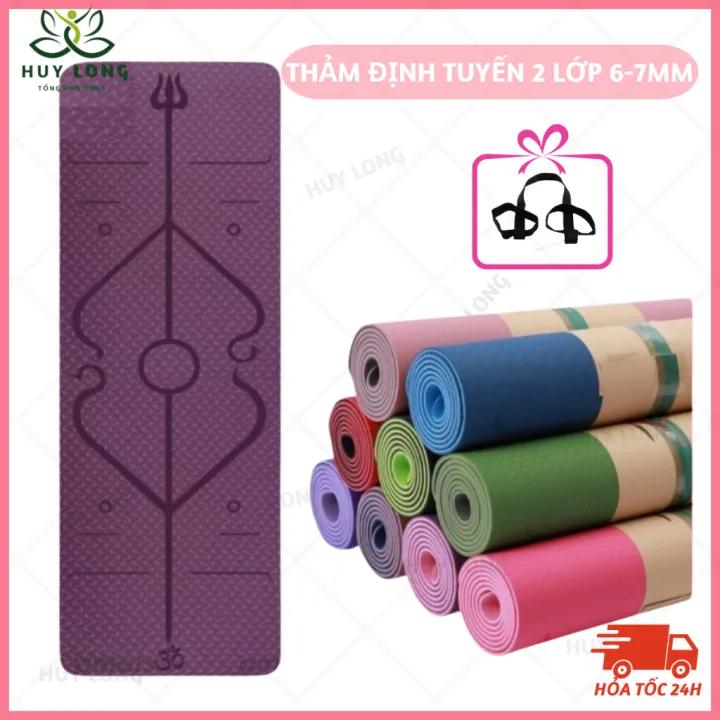 Thảm tập Yoga TPE 6mm 2 Lớp Định Tuyến thảm yoga chất liệu cao su non không mùi độ bám cao