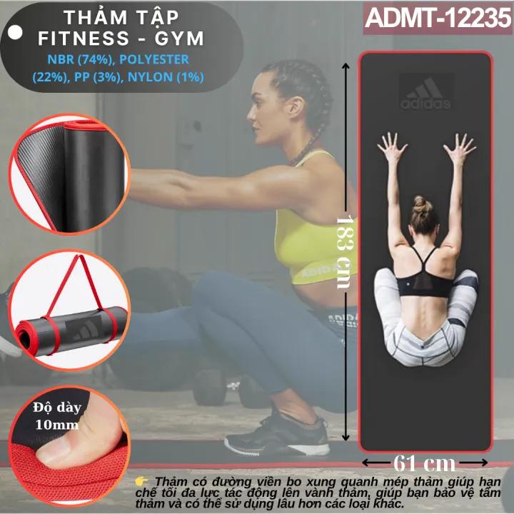 Thảm Tập Fitness, Gym Chính Hãng ADIDAS ADMT-12235 Training Mat - Cao Su NBR 10mm Độ Êm Cao