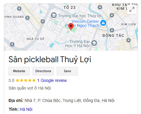 Sân pickleball Thuỷ Lợi