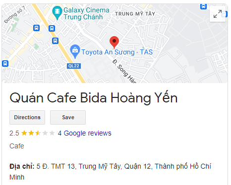 Quán Cafe Bida Hoàng Yến