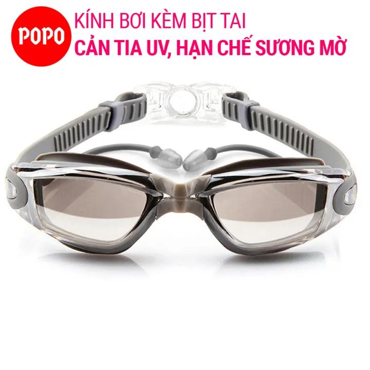 Kính bơi người lớn cho nam, nữ POPO 1940 có sẵn nút bịt tai ngăn nước kiếng bơi chống tia UV, chống sương mờ dùng được cho cả trẻ em trên 8 tuổi