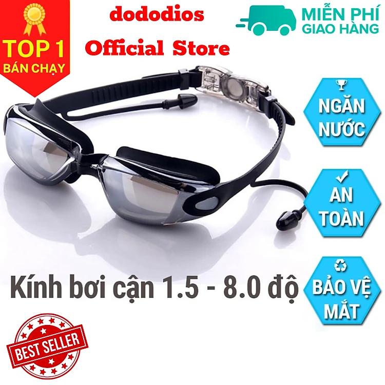 Kính bơi cận có độ (Màu Đen/Hồng) độ cận thị từ 1.5 độ đến 8.0 độ dododios mắt kính cản tia UV hạn chế sương mờ, kính bơi cận thị cho người lớn, kính bơi cận cho người lớn