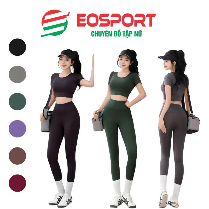 Đồ tập gym nữ bộ tập gym yoga erobic nữ quần áo tập gym yoga aerobic nữ dáng đẹp quần dài áo có tay chất vải co gian 4 chiều D02