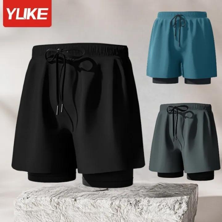Quần bơi Thể Thao Nam 2 lớp Chống lộ, Ống suông YUKE - 8797