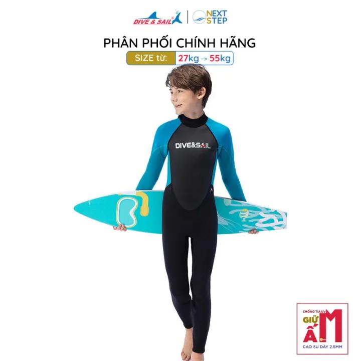 Đồ bơi giữ nhiệt bé trai DIVE AND SAIL chất cao su dày 2.5mm ngăn tia UV tay dài quần dài giữ ấm