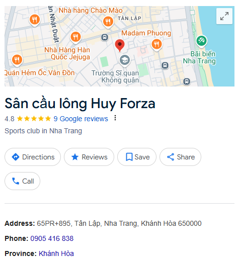 Sân cầu lông Huy Forza