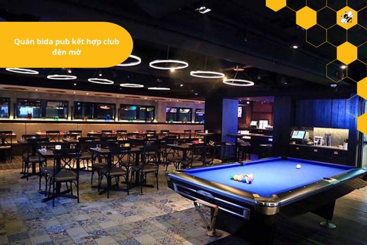 Quán bida pub kết hợp club đèn mờ