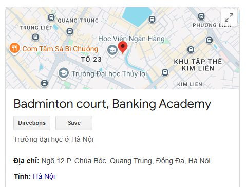 Badminton court, Banking Academy