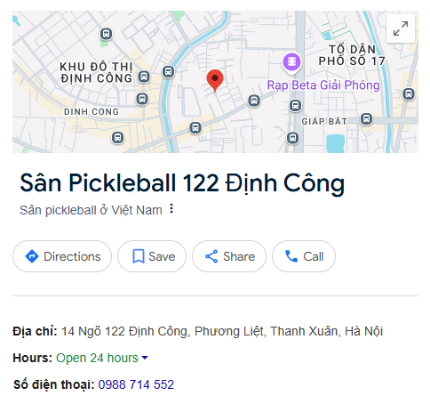 Sân Pickleball 122 Định Công