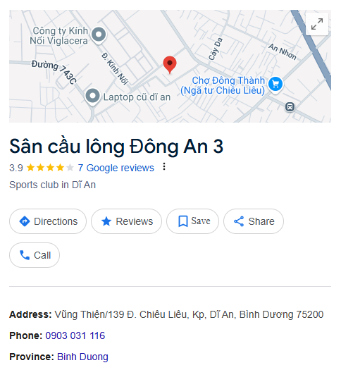 Sân cầu lông Đông An 3