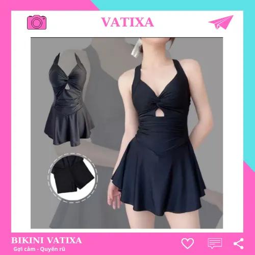 [Bigsize 40-65kg] Bikini 1 Mảnh Dáng Váy Thể Thao Đồ Bơi Liền Thân Dạng váy 2 Dây Giấu Bụng Tôn Dáng VATIXA BKN132