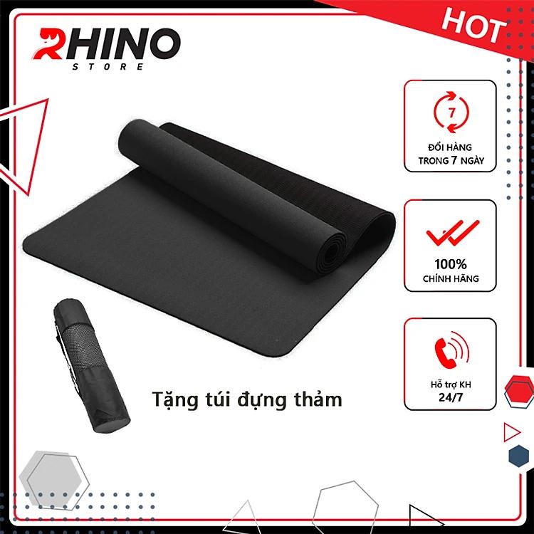 Thảm tập yoga 2 lớp 6mm tặng kèm túi  Rhino M901 cao su non TPE siêu bám, chống trượt, tập gym, thể dục tại nhà 