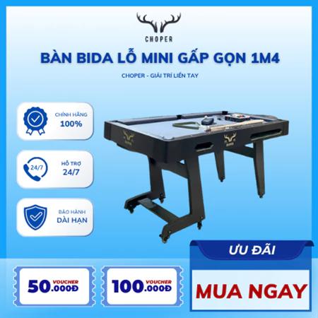 Bàn Bida Choper Giải Trí Liền Tay, Bàn Bida Lỗ Mini Gấp Gọn 1m4 Khung Đen Tiện Lợi Cao Cấp
