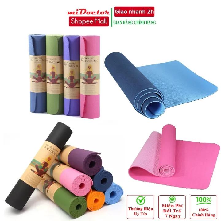 Thảm Tập Yoga Chống Trượt 2 Lớp Dày 6mm, 8mm, 10mm Chất Liệu Cao Su Non TPE Cao Cấp