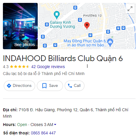 INDAHOOD Billiards Club Quận 6