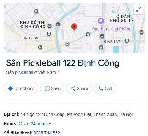 Sân Pickleball 122 Định Công