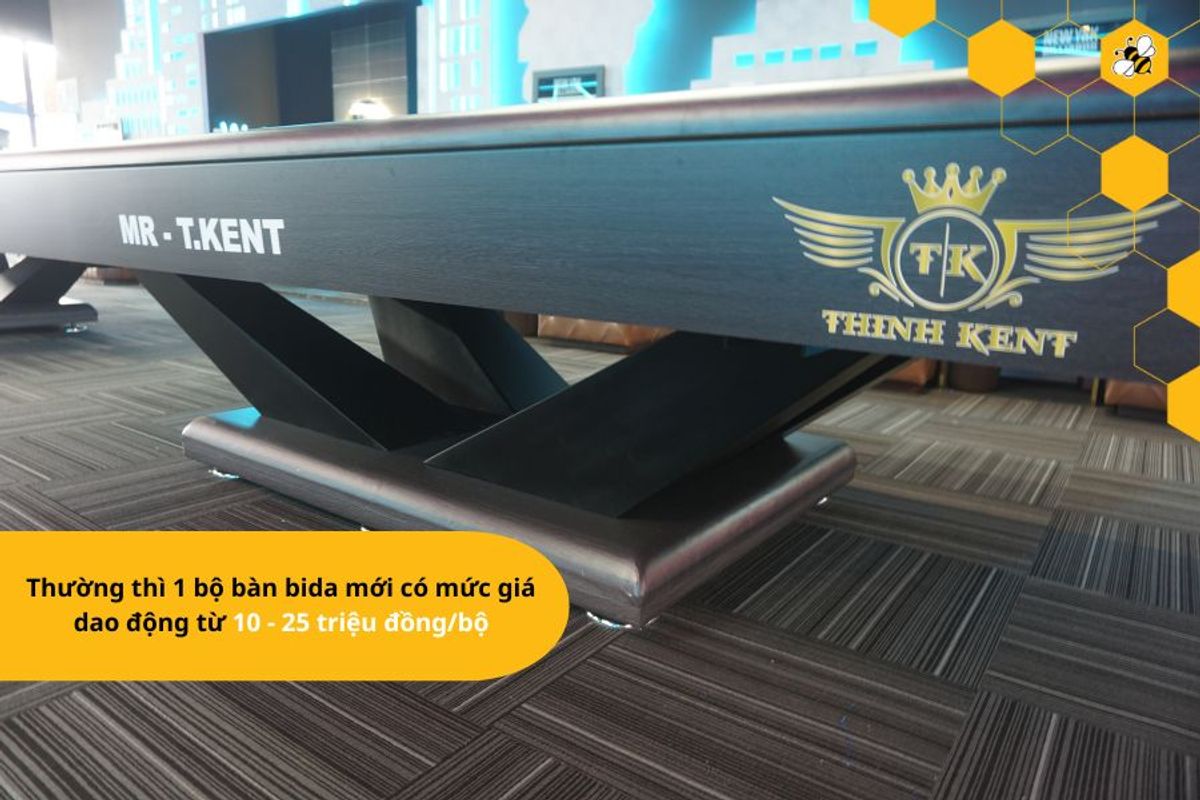 Thường thì 1 bộ bàn bida mới có mức giá dao động từ 10 - 25 triệu đồng/bộ