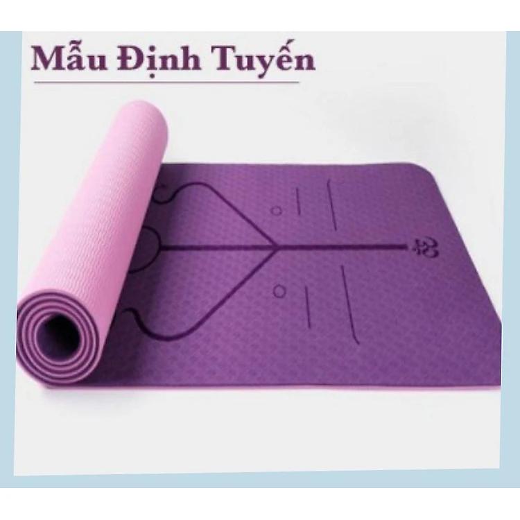 Thảm Tập Yoga Định Tuyến TPE 2 Lớp Cao Su Non + Bao Đựng Và Dây Buộc Thảm Tập Yoga