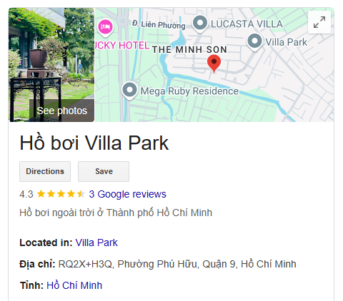 Hồ bơi Villa Park