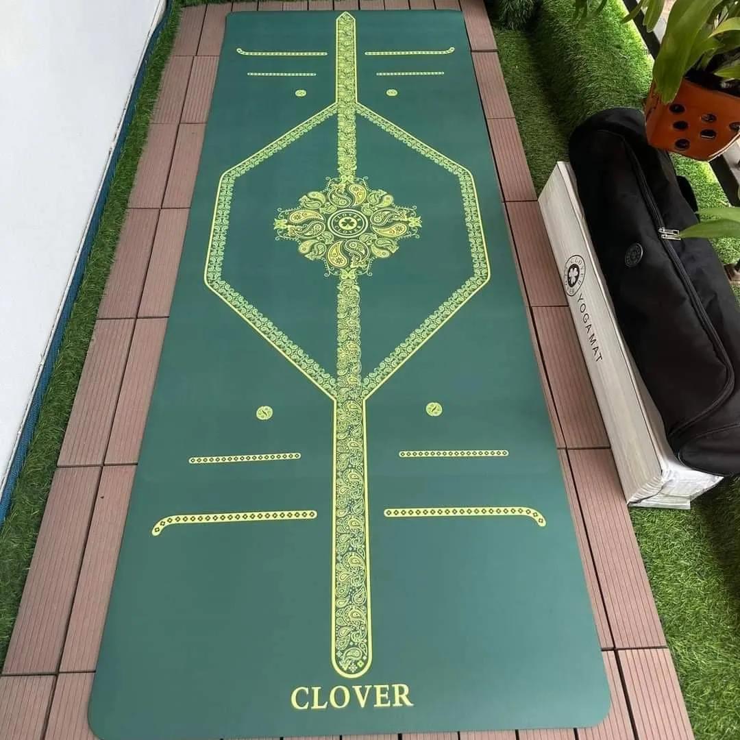 Thảm Yoga Cao Su Thực Vật Tự Nhiên Xơ Dừa Bề Mặt Nhám Siêu Bám Dính Clover thế hệ mới Kèm túi
