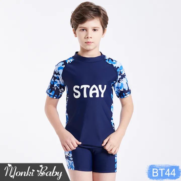 Bộ đồ bơi bé trai lớn size đại đến 68kg kèm mũ, chất thun bơi lạnh co giãn 4 chiều, chống tia UV, giữ nhiệt tốt, áo tắm big size cho bé trai | BT44