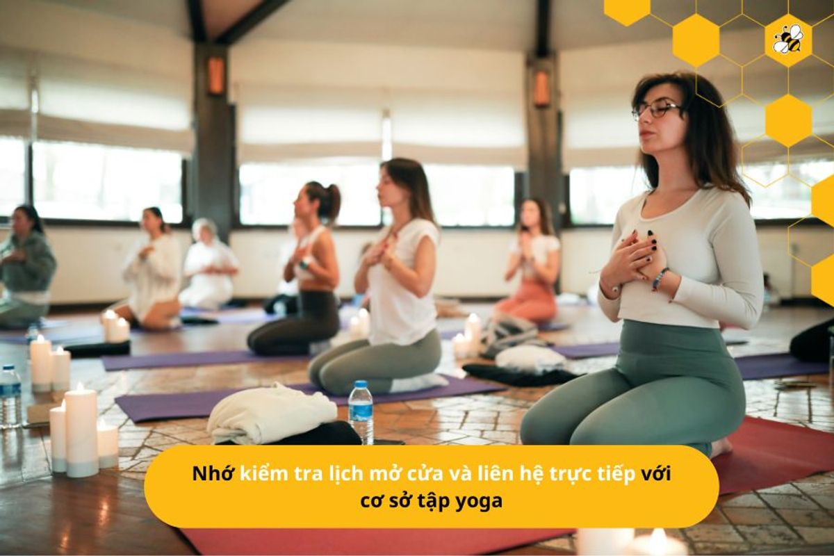 Nhớ kiểm tra lịch mở cửa và liên hệ trực tiếp với cơ sở tập yoga