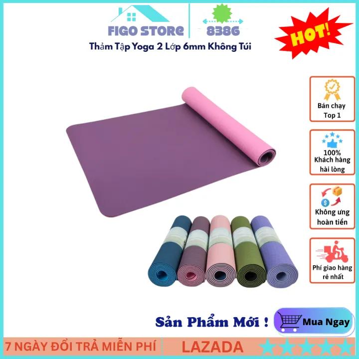 Thảm Tập Yoga TPE 2 Lớp 6mm Cao Cấp Chống Trượt, Thảm Yoga Tập Gym Tại Nhà Giá Rẻ Thấm Hút Mồ Hôi, Thảm Tập Thể Dục Tại Nhà Hàng Loại 1, Bảo Hành Lỗi 1 Đổi 1