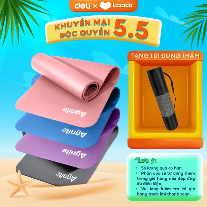 Thảm YOGA chính hãng Agnite dày 10mm, chất liệu NBR mềm mại và chống nước dễ dàng vệ sinh, lau giặt - ER201