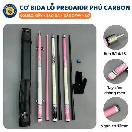 Cơ Bida Lỗ PREOAIDR Phủ Carbon Ren 5/16/18 Cao Cấp