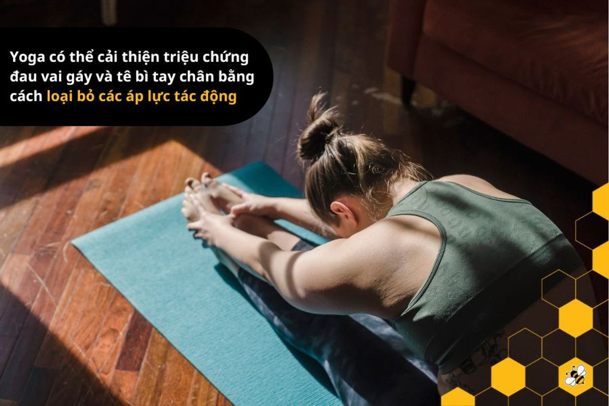 Yoga có thể cải thiện triệu chứng đau vai gáy và tê bì tay chân bằng cách loại bỏ các áp lực tác động