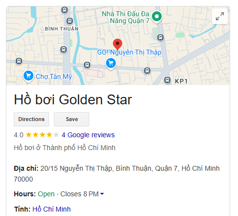 Hồ bơi Golden Star