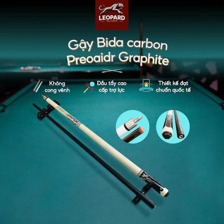 Cơ bida Preoaidr Báo Trắng cao cấp, Ngọn Phủ Carbon Chống Cong Vênh – Full Combo - Leopard Billiards