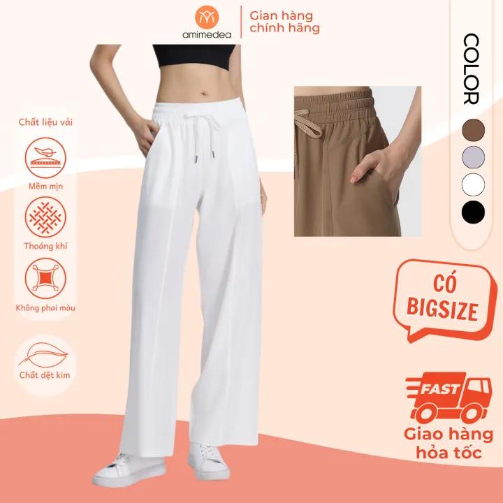 Quần jogger thể thao nữ AMI MEDEA lưng cao,ống suông rộng,phú hợp tập gym,yoga,chạy bộ,leo núi 9056