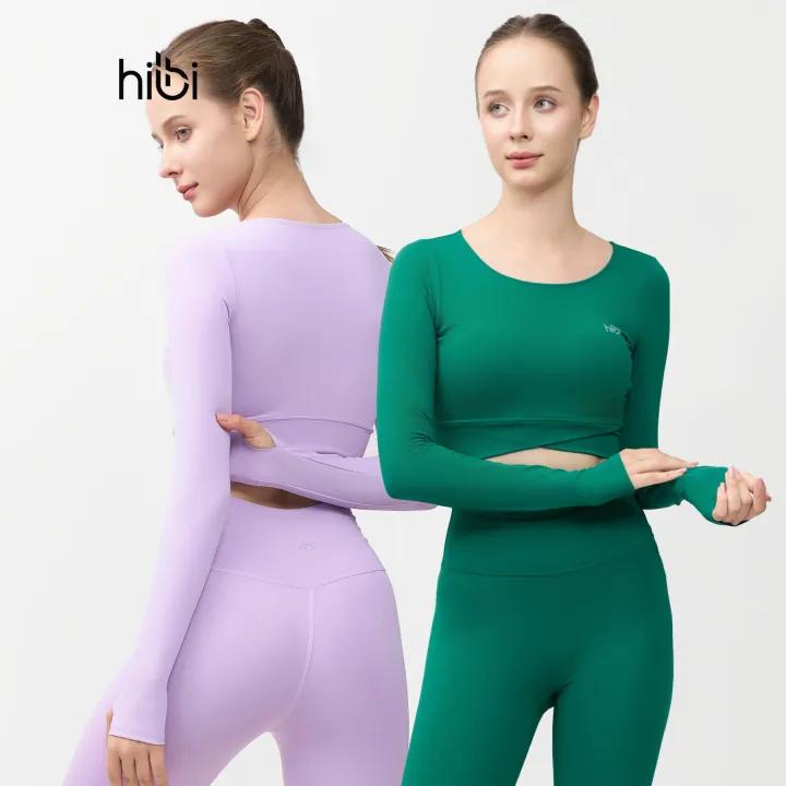 Áo Tập Yoga Gym Hibi Sports CR831 Kiểu Tay Dài Cạp Chéo, Kèm Mút Ngực