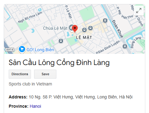 Sân Cầu Lông Cổng Đinh Làng