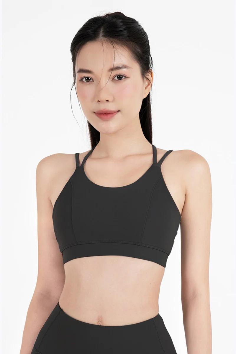 Áo bra tập yoga Strappy Back Fitme Flow - BRSB - Đen