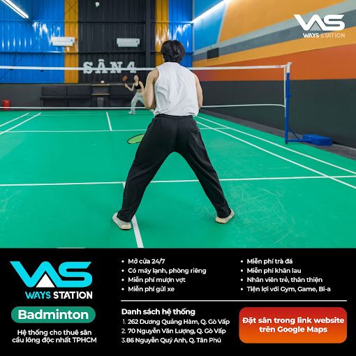 Sân cầu lông Ways Station: Badminton mở 24/7, máy lạnh