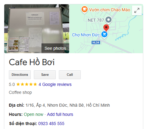 Cafe Hồ Bơi