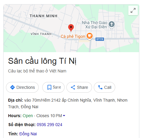 Sân cầu lông Tí Nị