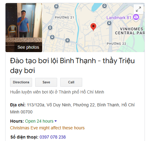 Đào tạo bơi lội Bình Thạnh - thầy Triệu dạy bơi